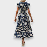 Milena | Dress with Allover Print and Smocked Waist