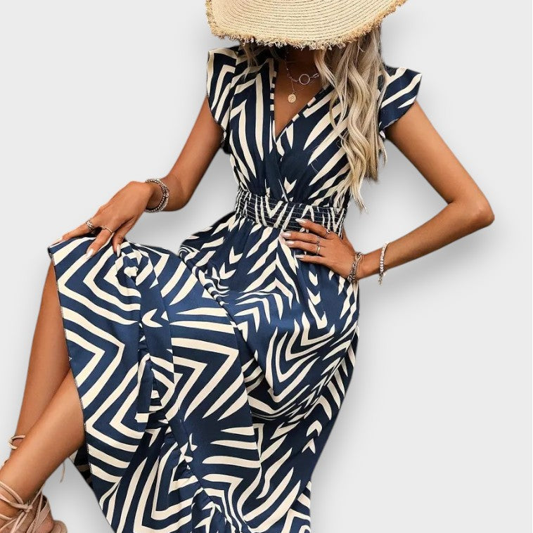 Milena | Dress with Allover Print and Smocked Waist