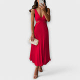 Nadia - Summer Dress with Back Cut-Out and Pleated Detail