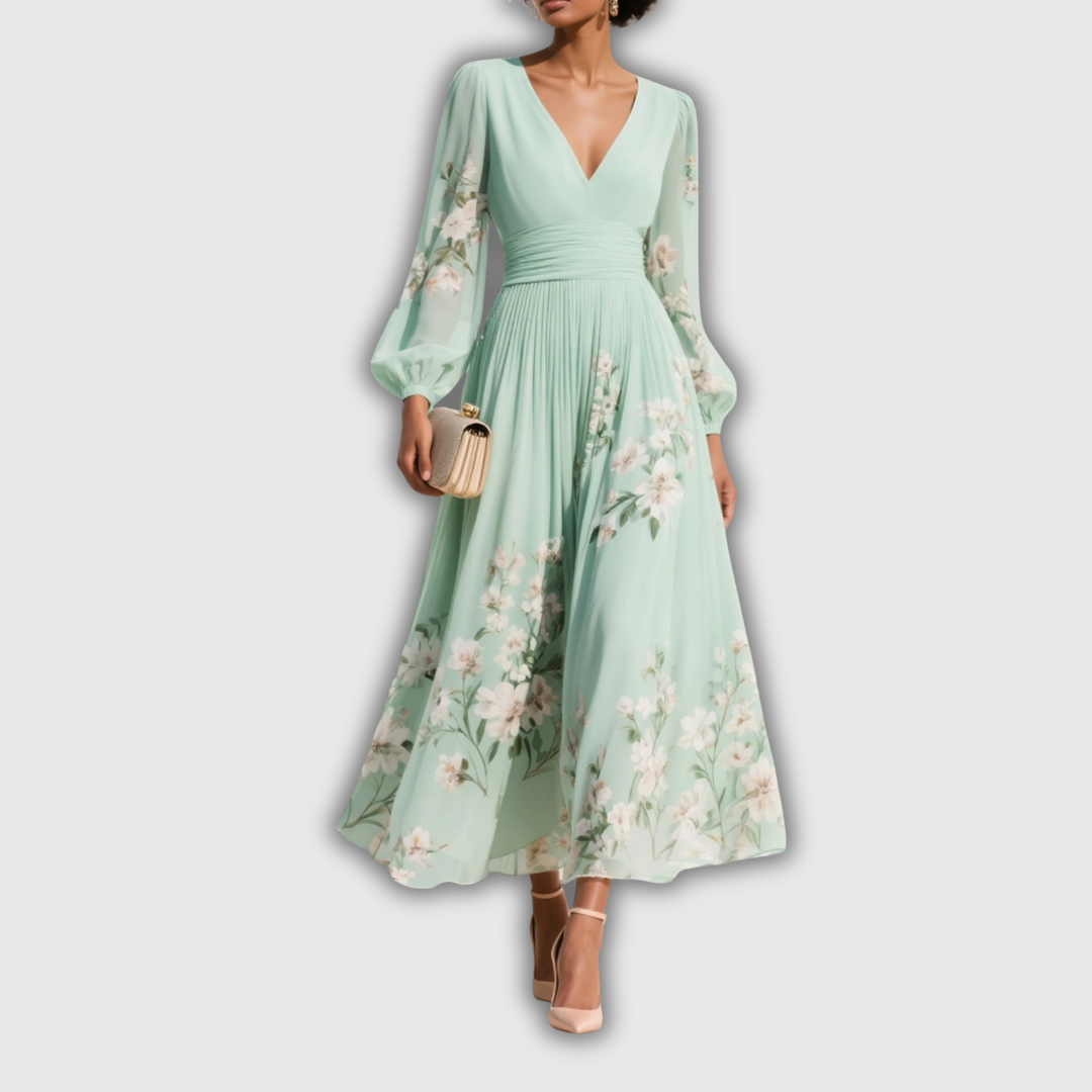 Odelia – Floral Midi Dress with Flowing Silhouette