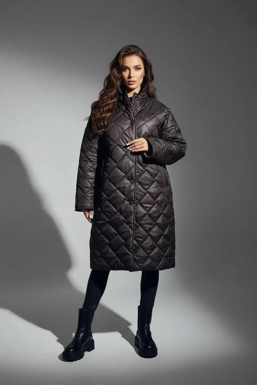 Premium Padded Coat with Leopard-Print Lining