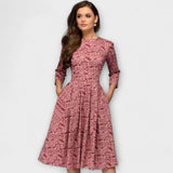 Retrozo - Elegant Knee-Length Dress