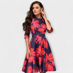 Retrozo - Elegant Knee-Length Dress