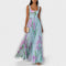 Rosalind | Pleated Floral Chiffon Maxi Dress with Waist Belt
