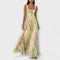 Rosalind | Pleated Floral Chiffon Maxi Dress with Waist Belt