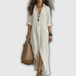 Soline | Relaxed Linen-Look Button Maxi Dress