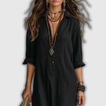 Soline | Relaxed Linen-Look Button Maxi Dress