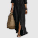 Soline | Relaxed Linen-Look Button Maxi Dress