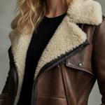VINTAGE COAT WITH CONTRAST LAMBSKIN COLLAR