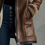 VINTAGE COAT WITH CONTRAST LAMBSKIN COLLAR