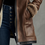 VINTAGE COAT WITH CONTRAST LAMBSKIN COLLAR