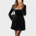 Wren - Velvet Mini Dress with Jewel Embellishments